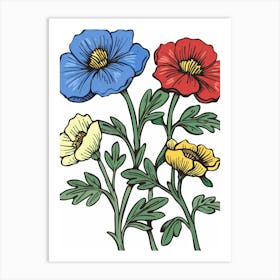 Three Flowers Art Print