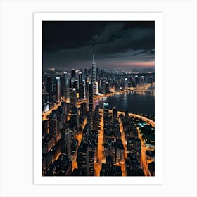 Shanghai City At Night Art Print