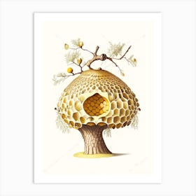 Beehive In Tree Vintage Art Print