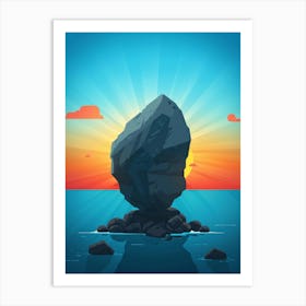 Rock In The Sea Art Print