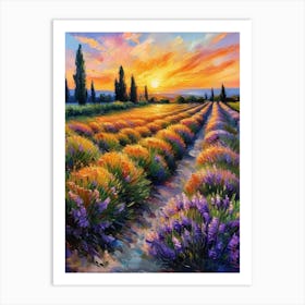 Blooming Lavender Fields On Summer Eve Snr. 1 Art Print