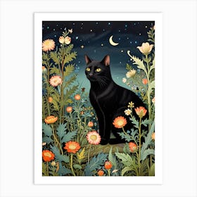 William Morris Black Cat In The Meadow 2 Art Print