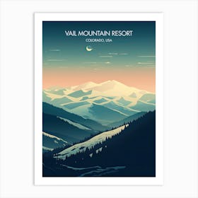 Poster Of Vail Mountain Resort   Colorado, Usa, Ski Resort Illustration 2 Art Print