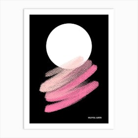 Pink Brushstrokes.A work of art. The moon. The colorful zigzag lines. It adds a touch of high-level art to the place. It creates psychological comfort. Reassurance in the soul.12 Art Print