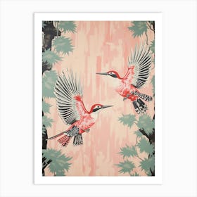 Vintage Japanese Inspired Bird Print Woodpecker 3 Art Print