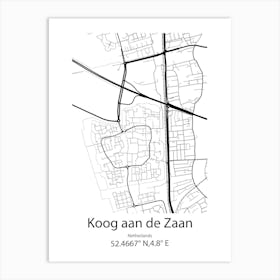 Koog Aan De Zaan,Netherlands Minimalist Map Art Print