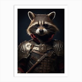 Vintage Portrait Of A Crab Eating Raccoon Dressed As A Knight 2 Art Print
