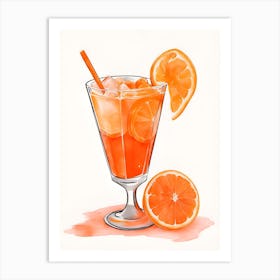 Aperol With Ice And Orange Watercolor Vertical Composition 2 Art Print