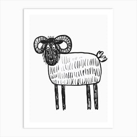 B&W Ram Art Print