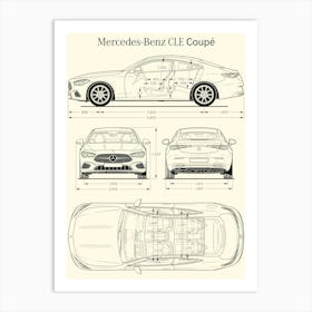 2023 Mercedes-Benz CLE car blueprint Art Print