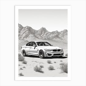 Bmw M3 Desert Line Drawing 4 Art Print