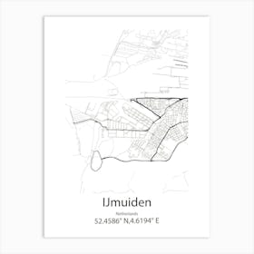 Ijmuiden,Netherlands Minimalist Map Art Print