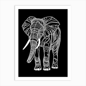 Elephant On A Black Background 2 Art Print