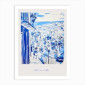 Marseille France 4 Mediterranean Blue Drawing Poster Art Print