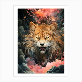 Floral Fantasy Wolf Art Print