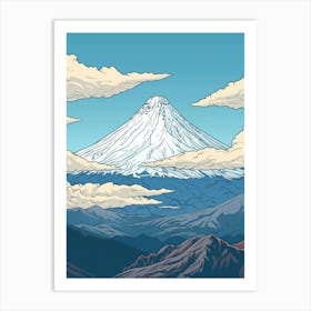 Pico De Orizaba Mexico Color Line Drawing (3) Art Print