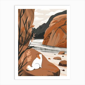 Cat By The River Art Print