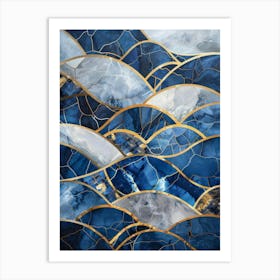 Blue And Gold Marble Wall Art Art Print