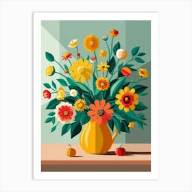 Bouquet Of Flowers In A Vase Art Print