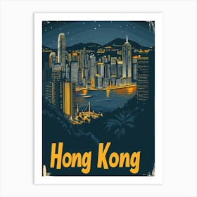 Aihrgdesign A Retro Travel Poster For Hong Kong Featuring The D5639ac5 3c62 4b3c Ab1a A5f4a7c2de7e 1 Art Print