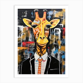 Giraffe in office suit 2 Art Print