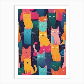 Colorful Cats Art Print