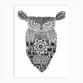 Black and White Owl Art Print