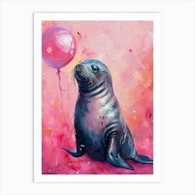 Cute Sea Lion 1 With Balloon Art Print
