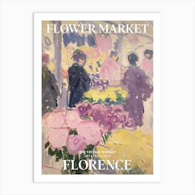 Vintage Flower Market Painting Florence Italy 5 Art Print