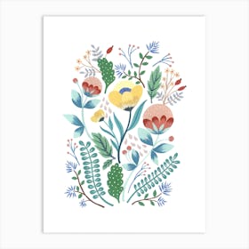 Floral Fantasy Illustration Gouache painting Art Print