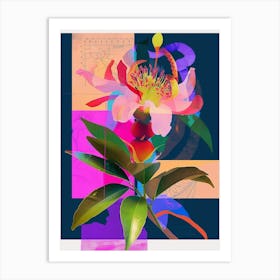 Bergamot 1 Neon Flower Collage Art Print