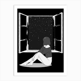 Girl Sitting By A Window Art Print