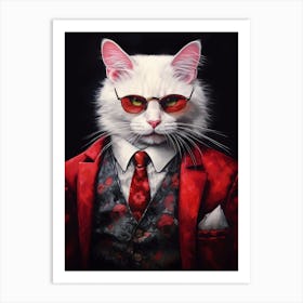 Gangster Cat Turkish Van Art Print