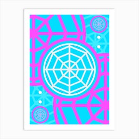 Geometric Glyph Abstract in White and Bubblegum Pink and Candy Blue n.0097 Art Print