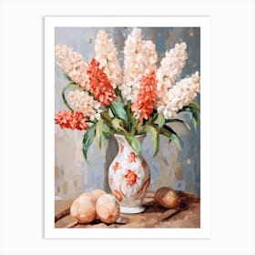 Hyacinth Flower And Peaches Still Life Painting 2 Dreamy Art Print