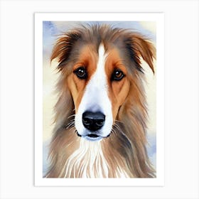 Borzoi 2 Watercolour Dog Art Print