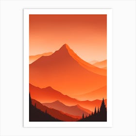 Misty Mountains Vertical Composition In Orange Tone 204 Art Print