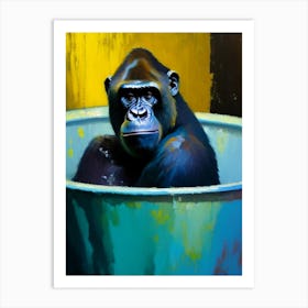 Gorilla In Bath Tub Gorillas Bright Neon 1 Art Print