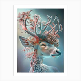 Deer Rainbow Flower 2 Art Print