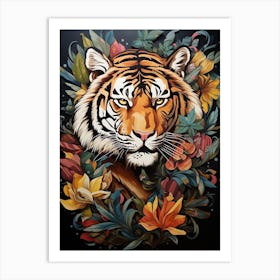 Tiger Art In Mural Art Style 2 Art Print