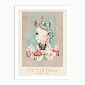 Pastel Unicorn Cupcake Style Collage Poster Art Print