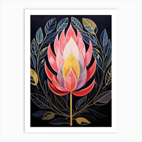 Protea 3 Hilma Af Klint Inspired Flower Illustration Art Print