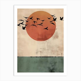 Birds Flying In The Sunset Art Print