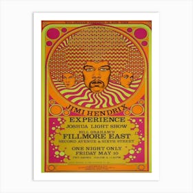 1968 Jimi Hendrix Experience Fillmore East Original Concert Poster By David Byrd Art Print