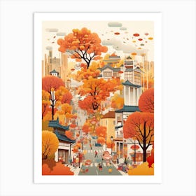 Tokyo In Autumn Fall Travel Art 1 Art Print