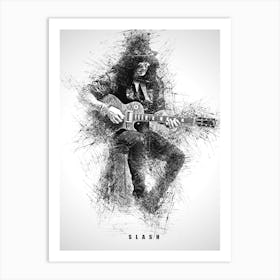 Slash Guitarist Sketch Art Print