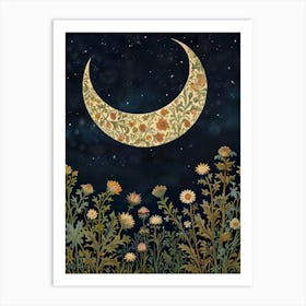 Moon And Flowers Style William Morris 32 Art Print