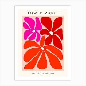Flower Market - Paris Love pink red Art Print