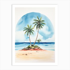 Watercolour Of Flamenco Beach   Culebra Puerto Rico 1 Art Print