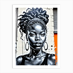 Graffiti Mural Of Beautiful Black Woman 406 Art Print